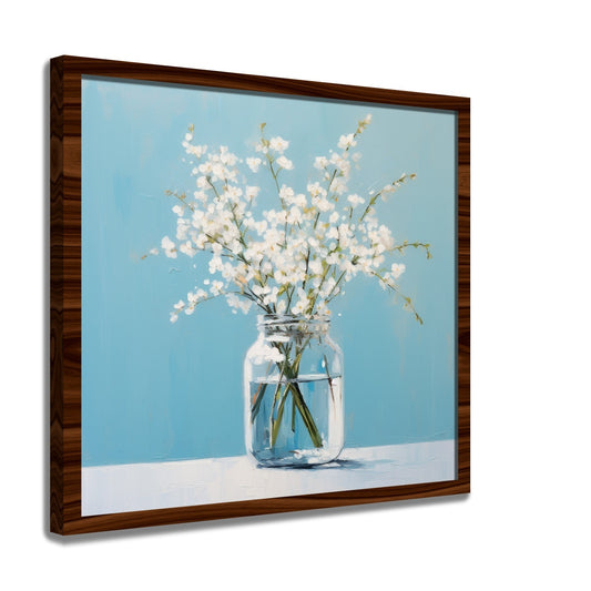 Serene White Flowers In A Clear Vase Swadesh Art Studio