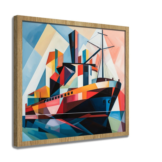 Abstract Cityscape With A Colorful Ship Swadesh Art Studio