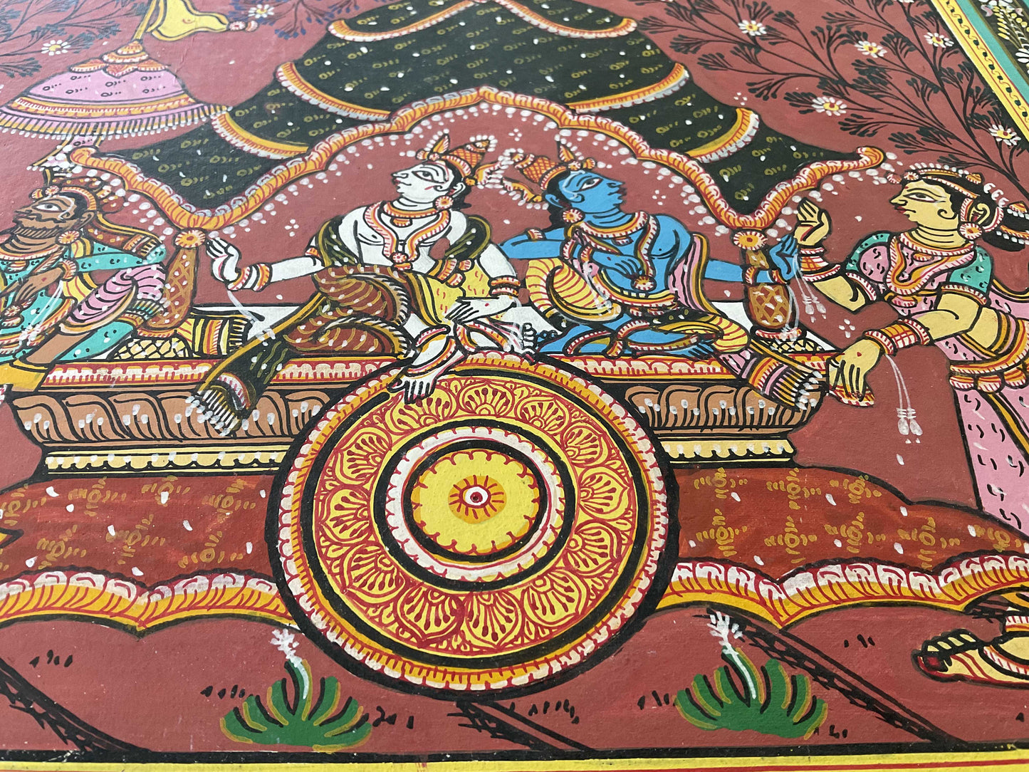 Beautiful Chariot and Kanha - Pattchitra Painting wallart.love