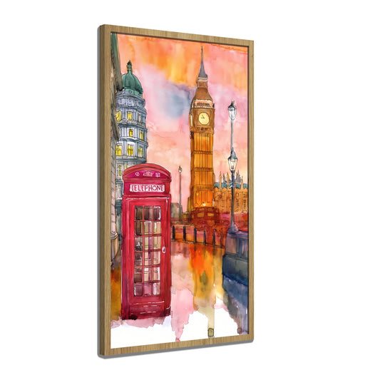 Cityscape With Big Ben And Red Telephone Booth Swadesh Art Studio